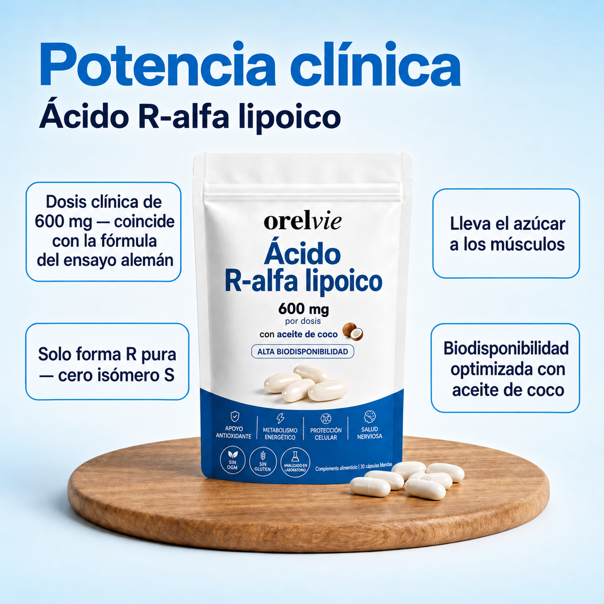 Ácido R - Alfa Lipoico by Orelvie