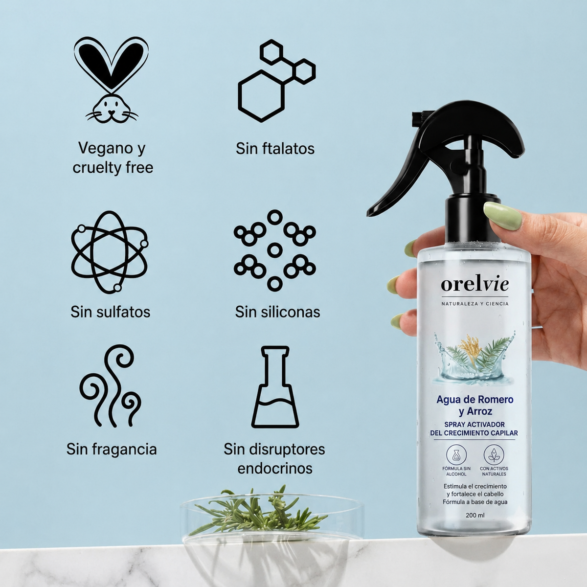 Spray Capilar de Romero y Agua de Arroz